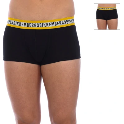 Image of Bikkembergs Mens Pack 2 Boxers Fashion Tape anatomical front BKK1UTR08BI man Black Cotton Size Small