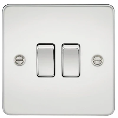 Image of KnightsBridge Flat Plate 10AX 2G 2 way switch polished chrome