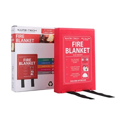 Image of SAFE TECH Fire Blankets for Home, Large Size 1.2m x 1.8m Easy and Quick Unfolding Emergency Blanket