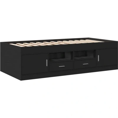 Image of vidaXL Daybed with Drawers without Mattress Black 90x190 cm Single