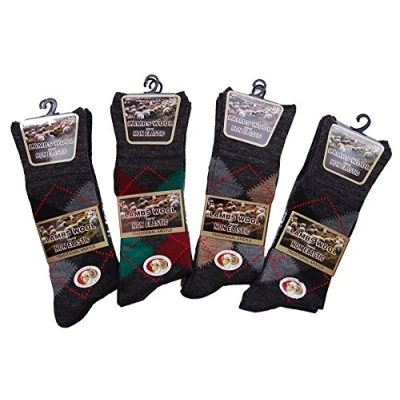 Image of Undercover 6 Pairs Mens Lambs Wool Blend Non Elastic Top Socks Dark Mix