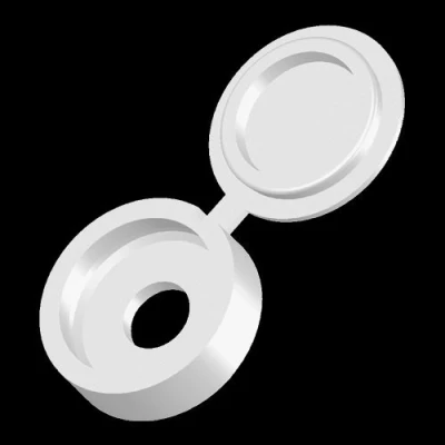 Image of Pack of 50, 6/8g White Hinged One Piece Plastic Screw Cover Caps (Small, 6/8g)