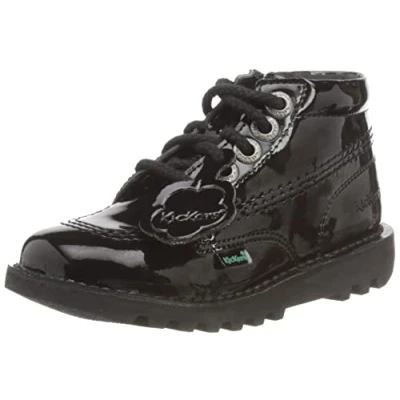Image of Kickers Girl&#039;s Kick Hi Classic Ankle Boots With Zip Extra Comfortable Added Durability Premium Quality Boot, Vegan Black, 8.5 UK Child