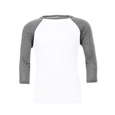 Image of Canvas Unisex 3/4 Sleeve Baseball T Shirt White/Deep Heather L