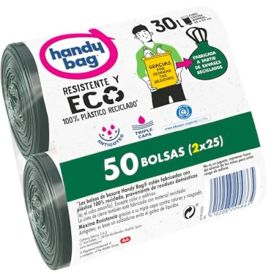 Image of Handy Bag 30L Trash Bags, 95% Recycled, Heavy Duty, 50 Bags