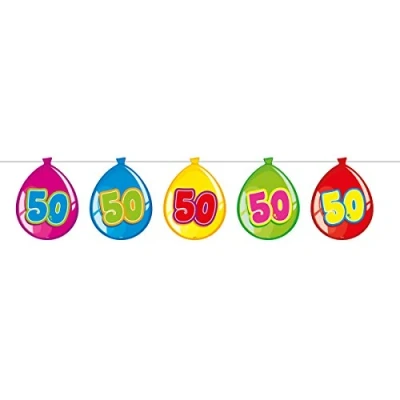 Image of Folat 50th Birthday Party Balloon Bunting 10 Metre Hanging Banner