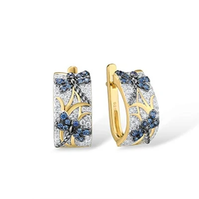 Image of Santuzza Dragonfly Earrings Blue Spinel Cubic Zirconia 925 Sterling Silver Dangle for Women
