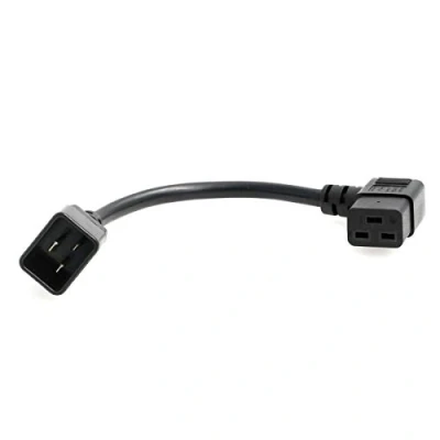 Image of HangTon UPS PDU Power Cord Adapter Right Angle IEC320 C19 to C20 16A 250V 3 Prong Extension Cable 14AWG (11 inch, 1pack)