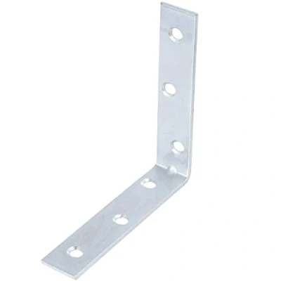 Image of 10x Steel Corner Braces 100mm (4&quot;) Zinc Flat Wood Right Angle L Shape Cabinet Cupboard Repair Bracket Plates