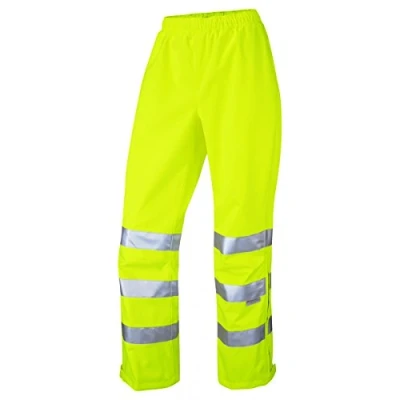 Image of Leo Workwear Hannaford Waterproof ISO 20471 Hi Vis Breathable Ladies Overtrouser, M, Yellow