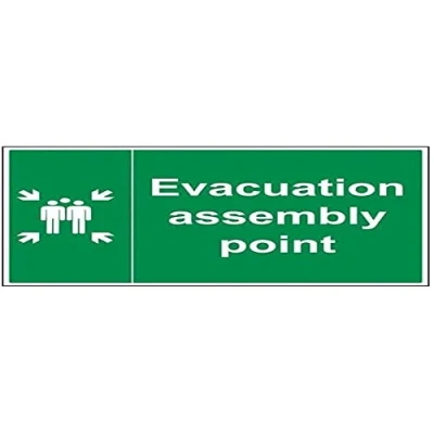 Image of V Safety Evacuation Assembly Point Sign 600mm x 400mm 2mm Rigid Plastic