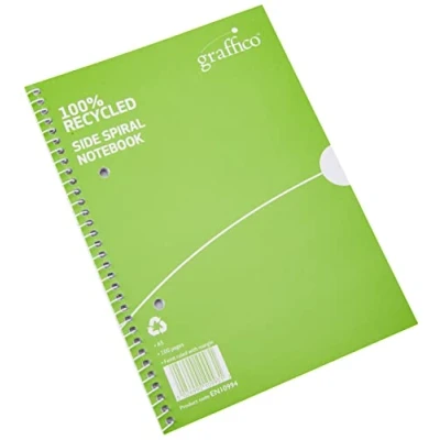 Image of Graffico Recycled Spiral Bound Notebook 100 Pages A5 (Pack of 10)