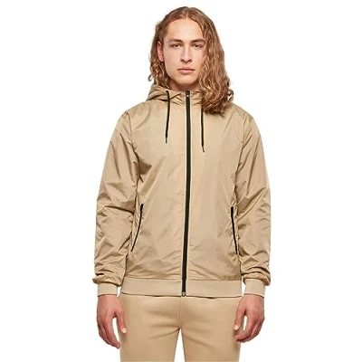 Image of Build Your Brand Men&#039;s By016 windrunner Jacket, Union Beige/Black, L