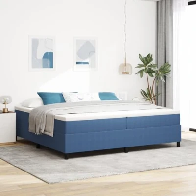 Image of vidaXL Blue Platform Bed Frame Modern Wooden Bed, 200 x cm, Rectangular Design, Sleek Matte Finish, Indoor Use Only, Easy Maintenance