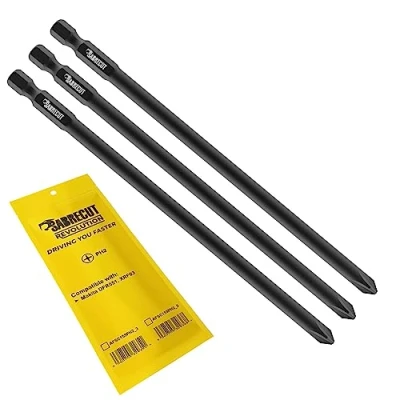Image of 3 x SabreCut AFSC155PH2_3 155mm PH2 Autofeed Collated Drywall Screwdriver Gun Bit Single Ended Phillips No.2 Heavy Duty Compatible with Makita DFR551 XRF03