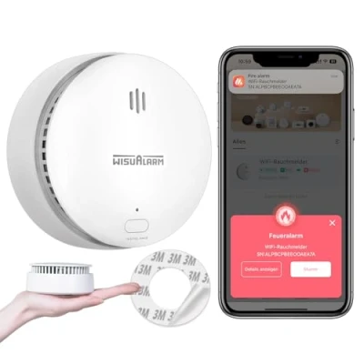Image of Smoke alarms for Home, Wifi Alarm with Replaceable Battery, Compatiable Wisualarm Home Security App, Detector Certificated by TÜV Comply EN 14604 (1 Pack)