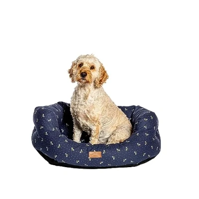 Image of Fatface Spotty Bees Navy Extra Deep Filled Stain Resistant Sustainable Deluxe Slumber Dog/Puppy Bed 35 Inch 89 cm