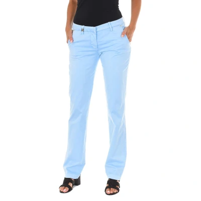 Image of Met Womens Long Chinese style pants with straight hems 70DBF0028 R123 woman Blue Cotton Size 25 (Waist)