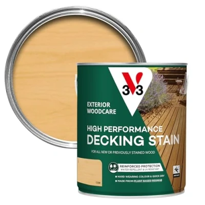 Image of V33 High Performance Decking Stain Clear 2.5L Biosourced Formula Anti Slip Quick Dry UV Resistant Hard Wearing Long Lasting Weather Protection