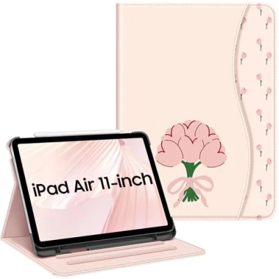 Image of Fintie Case for iPad Air 11 inch M2 (2024), 5th Generation (2022) / 4th (2020) 10.9 inch, Multi Angle Viewing Protective with Pencil Holder and Pocket