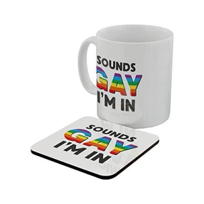 Image of Grindstore Sounds Gay I&#039;m In Mug for Tea or Coffee &amp; Coaster Set White