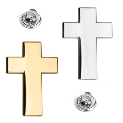 Image of Christian Christ Cross Religious Metal Lapel Pin Badge (Silver)