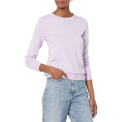 Image of Amazon Essentials Women&#039;s 100% Cotton Crewneck Sweater (Available in Plus Size), Pastel Lilac, L