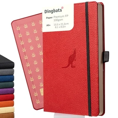 Image of Dingbats Wildlife Dotted Journal A5 Vegan Leather Hardcover, Ideal for Work, Travel Pocket, Elastic Closure, Bookmark