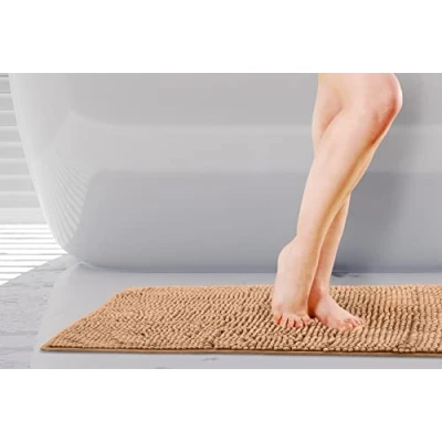 Image of Emma Barclay Noodle Soft Touch Non Slip Bathroom Rug in Walnut Bath Mat 45x75cm