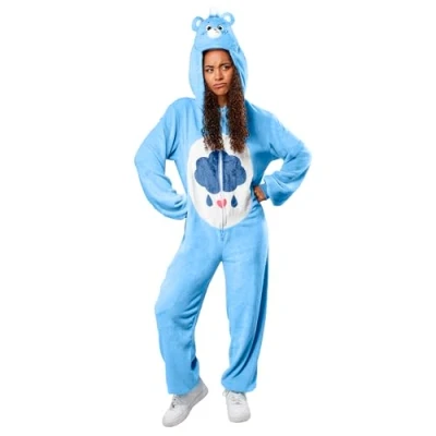 Image of Rubie&#039;s 702764M000 Care Grumpy Bear Comfy wear Hooded Costume Jumpsuit Adult Sized, Men, Women, Cartoon, Multi, Medium