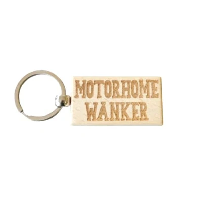 Image of Decalarama Motorhome Keyring Gift Wanker Cute Engraved Wooden Campervan Key Fob Fun Novelty Nice Custom Present