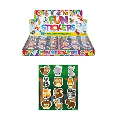 Image of HENBRANDT 12x Woodland Animal Stickers (1 sheet) Mini Forest for Children Reward Arts and Crafts Kids Birthday Party Bag Favours Loot Fillers Lucky Dip