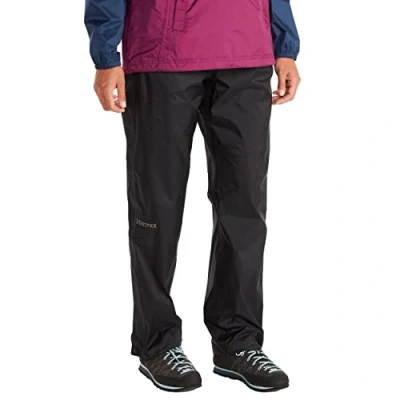 Image of Marmot Women&#039;s Precip Eco Full Zip Pant, Waterproof Trousers, Breathable Overtrousers, Lightweight Hiking Windproof Trekking Pants, Black, XS, Regular