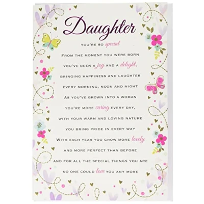 Image of Piccadilly Greetings Heartfelt Wishes Sentimental Birthday Card Daughter Regal Publishing C80679, whitepeachbeigepinkgreen, 9 x 6 inches