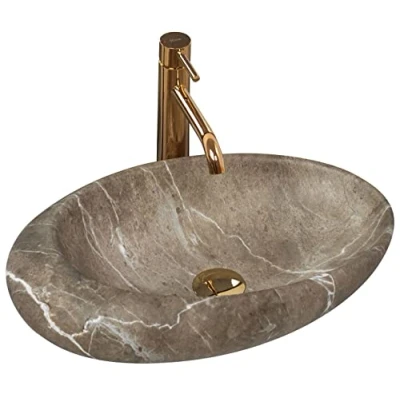 Image of REA UMYWALKA Roxy B Stone Nature Bathroom Sink Made of Ceramic imitation U6650, Brown