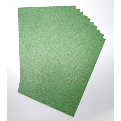 Image of A4 Green Glitter Card Paper Non Shed Sparkle Craft Sheets 250gsm Bling Crafting Cardstock Acid Free (Green 10 Sheets)