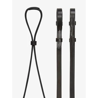 Image of LeMieux Curb Rein Narrow For Double Bridle Brown/Silver Full