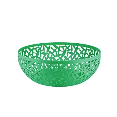 Image of Alessi Cactus MSA04/29GR Open work Fruit Bowl in Steel Coloured with Epoxy Resin, Green, 29 cl
