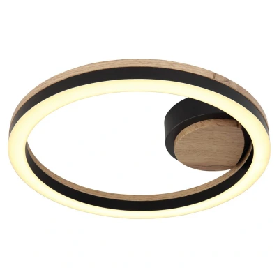 Image of Beatrix Integrated LED Semi Flush Ceiling Light Matt Black Round 3000K