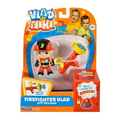 Image of BANDAI Vlad &amp; Niki Play Action Figure Fireman Articulated Figurine with Accessories, Multicolor, P57557