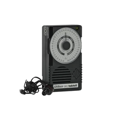 Image of Wittner Taktell Quartz QM 2 Series 861 Plastic casing, black 40 208 beats/minute 39 tempo positions With concert pitch a1 = 440 Hz Battery (9 Volt) and earphones included