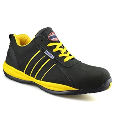 Image of Mens New Leather Safety Steel Toe Cap Lightweight Work Boots Trainers Shoes Size[UK 8,Black]
