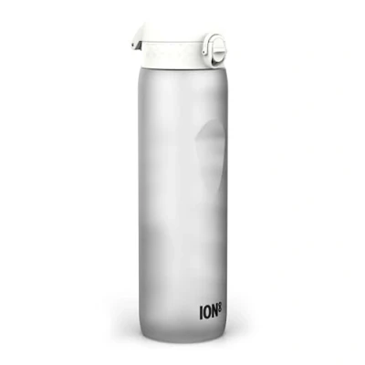 Image of Ion8 1 Litre Water Bottle with Times to Drink, Leak Proof, Flip Lid, Carry Handle, Dishwasher Safe, BPA Free, Soft Touch Contoured Grip, Ideal for Gym, Health and Fitness, 32 oz, White
