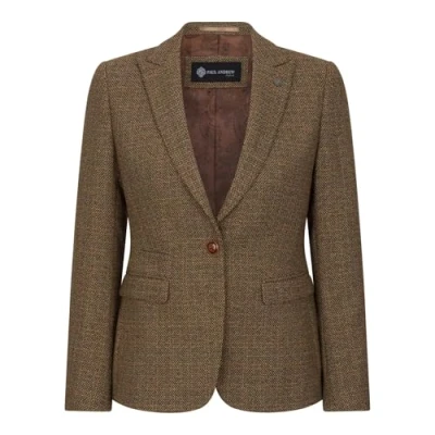 Image of TruClothing Women&#039;s Blazer Brown Tweed Tailored Fit Formal Jacket 20