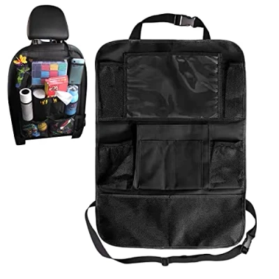 Image of YWKJDDM Car Seat Organiser, Storage with 10&quot; iPad Tablet Holder, 10 Pockets Organiser Back for Kids Tidy