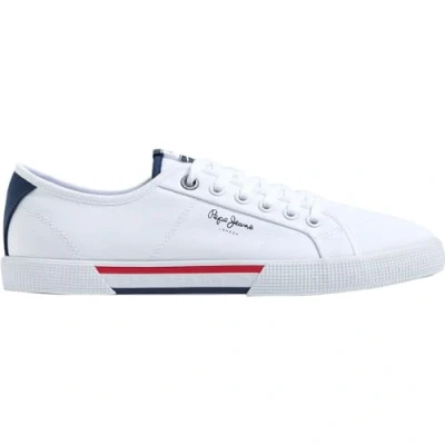 Image of Pepe Jeans Brady Basic Trainers, Men&#039;s, Size: 10.5, White Cotton