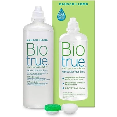 Image of Biotrue Multi Purpose Contact Lens Solution, 300 ml Cushions and Rehydrates Soft Lenses for Comfortable Wear Condition, Clean, Remove Protein, Disinfect Rinse Includes Case