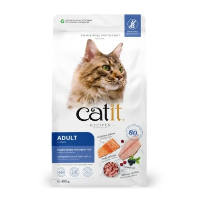 Image of Catit Recipes Adult 1 Year + Poultry with Ocean Fish Dry Cat Food, 2 kg