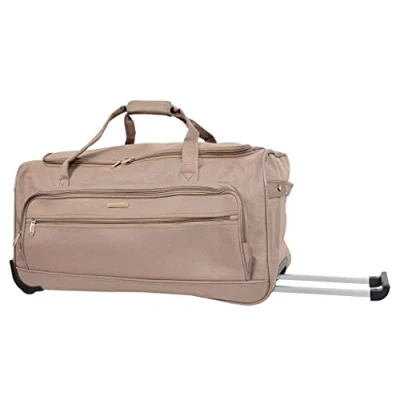 Image of Wheeled Holdall Soft Large Lightweight Travel Duffle Cargo Trolley Luggage Bag HLG487 (Beige)
