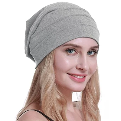 Image of osvyo Cotton Chemo Hats Soft Caps Cancer Headwear for Women Hair Loss Sealed Packaging, Purple, One Size
